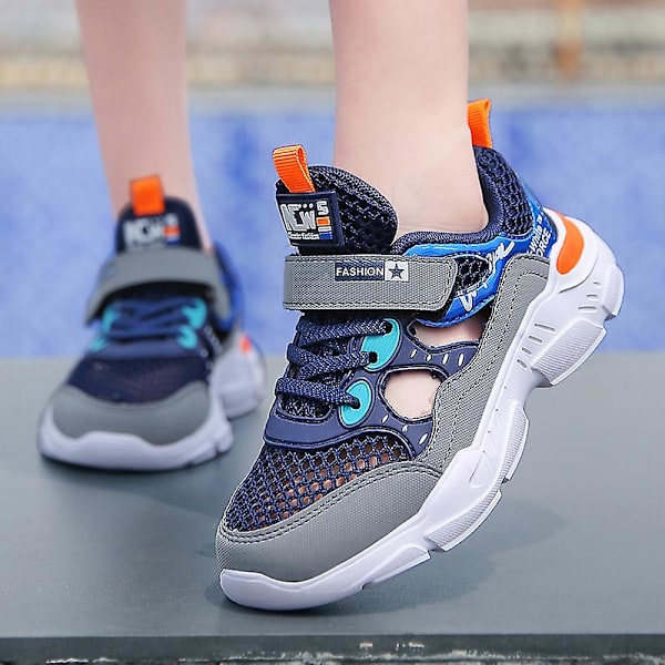 Sneakers för barn för pojkar, flickor, löpning tennisskor, lätt andas, sport, atletisk 3B9050 Blue 37