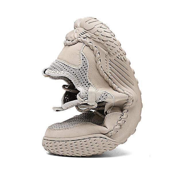 Promenadskor för män Andas Flying Woven Mesh joggingskor Halkfria sneakers 3C9902 Beige 41
