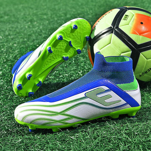 Fotbollsskor för män Höga fotbollsskor för vuxna Grästräning Sport Skor Sneakers 2Lkhu02 Green 38
