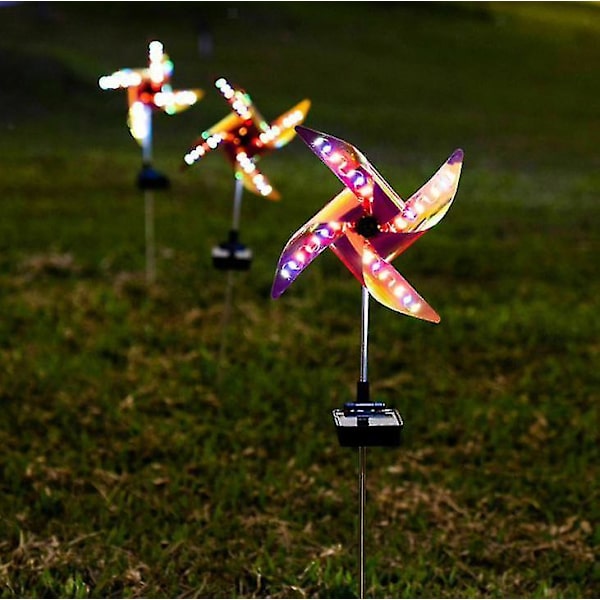 Solar Spinner Flerfärgad Led-belysning, gräsmatta Ornament Wind Mill