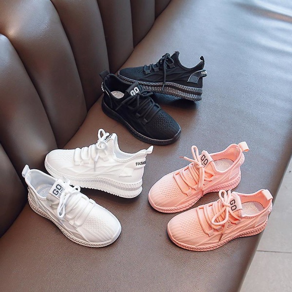 Sneakers som andas löparskor Mode Pojkar Flickor Sportskor 3A1363 White 26