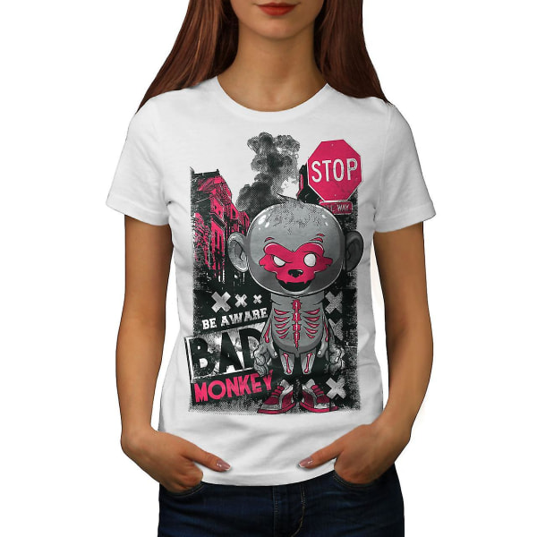 Bad Monkey Stop Zombie Whitet-shirt för kvinnor 3XL