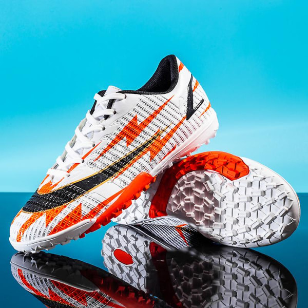 Fotbollsskor för män Halkfria fotbollsskor Klossar Gräs Fotbollssneakers X916A WhiteOrange 41