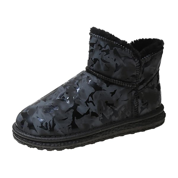 Dam Vinterstövlar Snow Boot Plysch Varma Skor Vattentät Boot X-01 Black 40