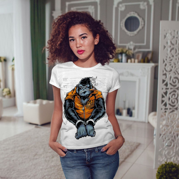 Monkey Ape Prison Women Whitet-shirt XXL