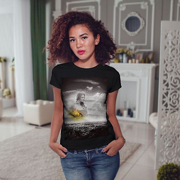 Guitar City Art Music Women Blackt-shirt S