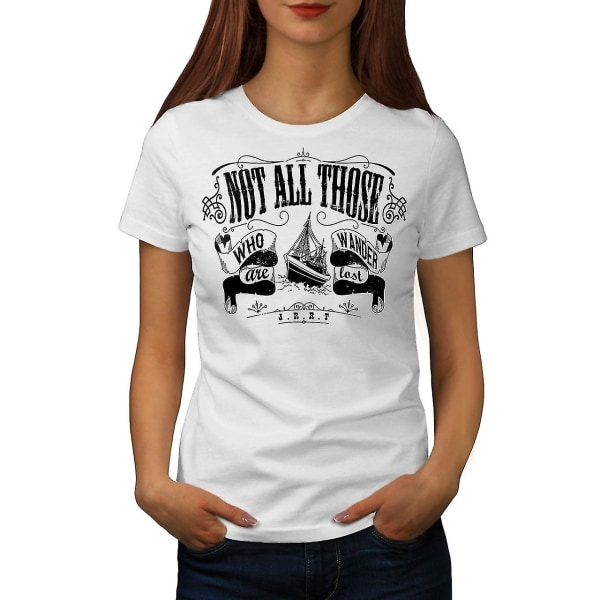 Not All Wander Slogan Whitet-shirt för kvinnor XL