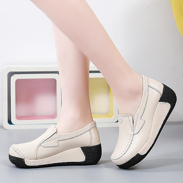 Damskor för casual Loaferskor Mammaskor 3A5588 Beige 42
