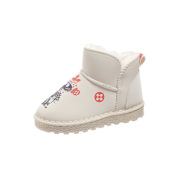 Snöskor för barn Pojkar Flickor Stövlar Varma ankelstövlar Halkskyddade vinterskor M23 Beige 30