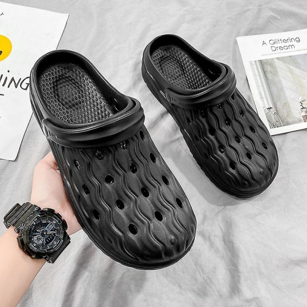 Strandtofflor för män Modesandaler Utomhus Halkfria inomhusskor 3Bs2109 Black 39