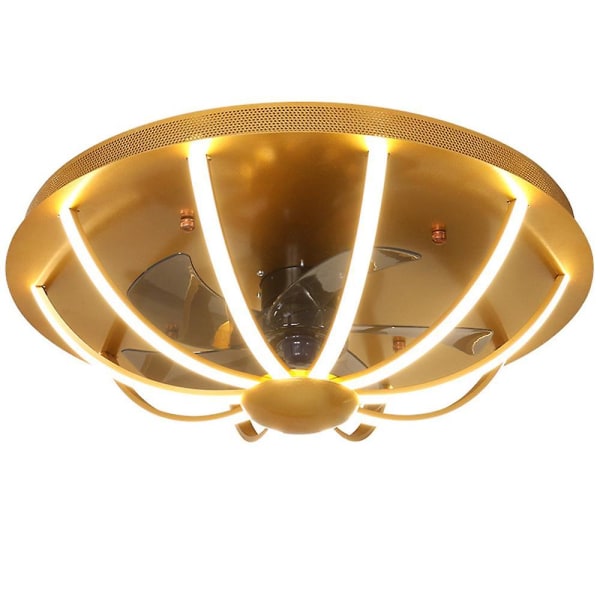 60 cm Ultratunt takfläktljus 220V 64W LED Tre-hastighets trefärgsljus, guld