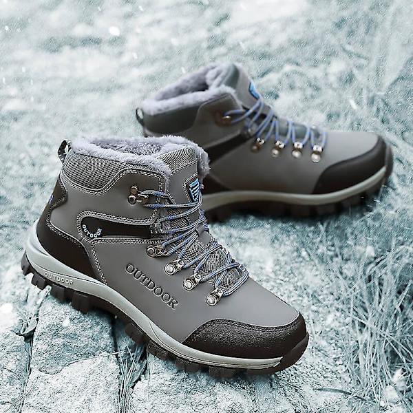Vintersnöskängor för män Halkfri Casual Lätt vandringskänga 2099 Gray 41