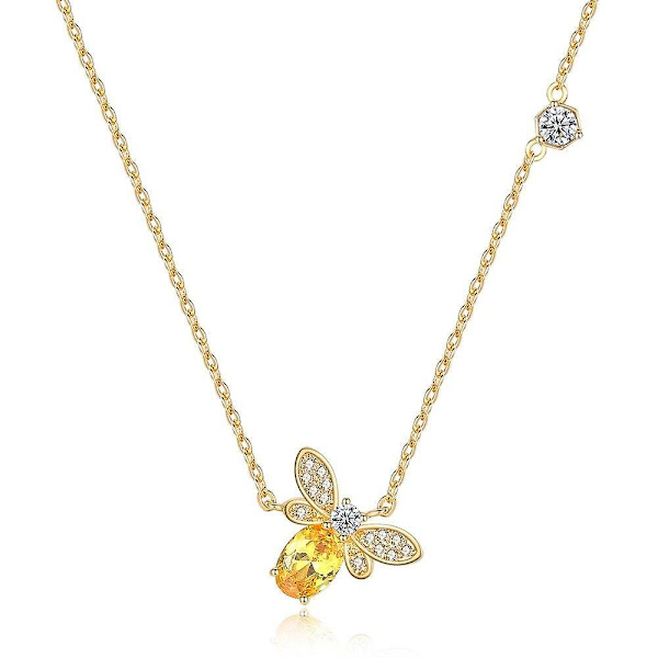 LOYE Shining Crystal Zircon Bee Hängsmycke Halsband för kvinnor Mode nyckelbenskedja bröllopsförlovare