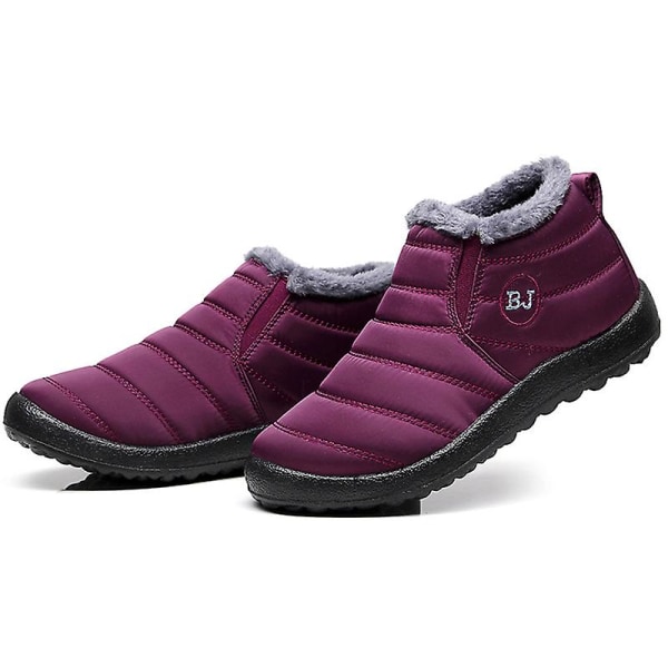 Herrstövlar Lätta vinterskor för män Snowboots Vattentäta Vinterskor Plus Size 47 Slip On Unisex Ankel Vinterstövlar Purple 40