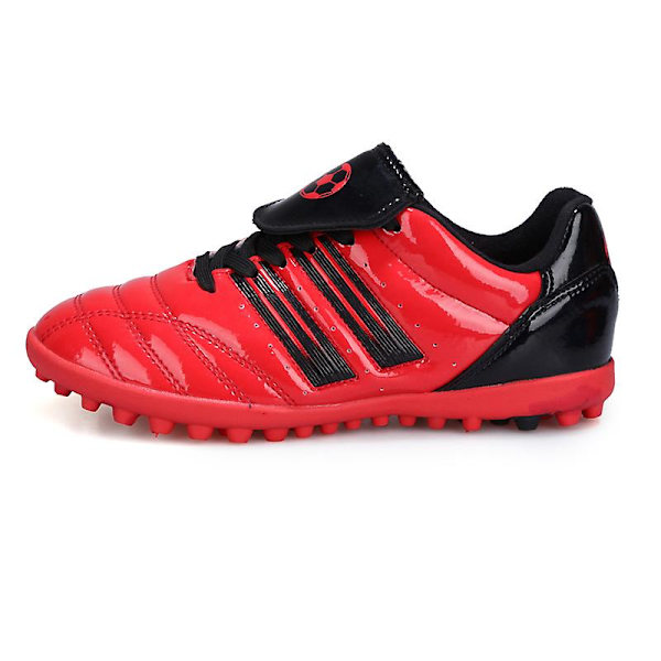 Pojkar Fotbollsskor Spikes Fotbollsskor för ungdomar Ankelstövlar Atletisk Sneaker 3C26005 RedBlack 30