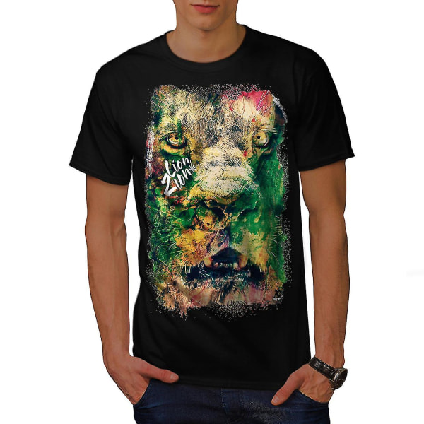 Lion Zion Cat Face Män Blackt-shirt L