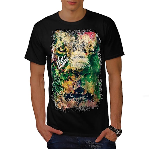 Lion Zion Cat Face Män Blackt-shirt M
