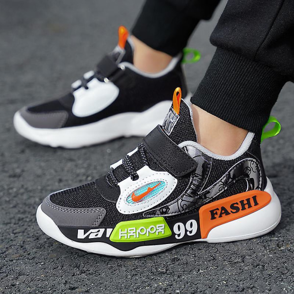 Sneakers för barn Andas löparskor Mode Sportskor L888 BlackWhite 32