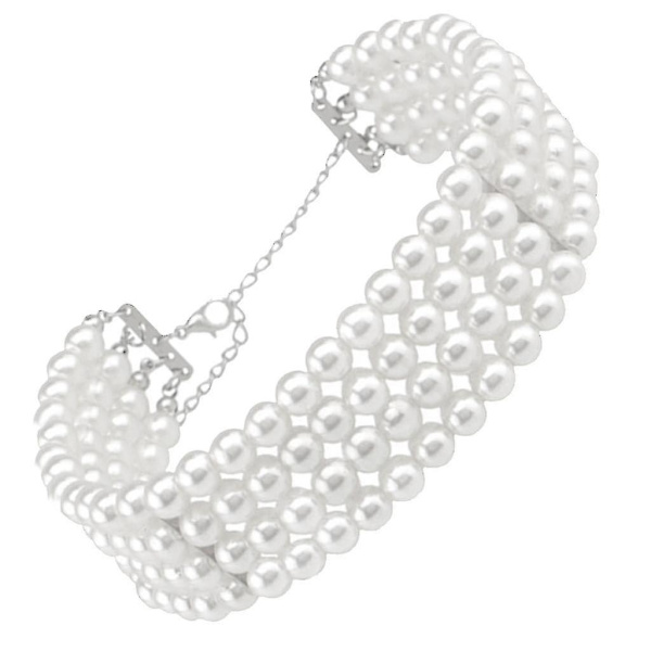 2xflerlager vit imitation pärla Choker Haklapp Statement Bröllop Dam Halsband 2 Pcs