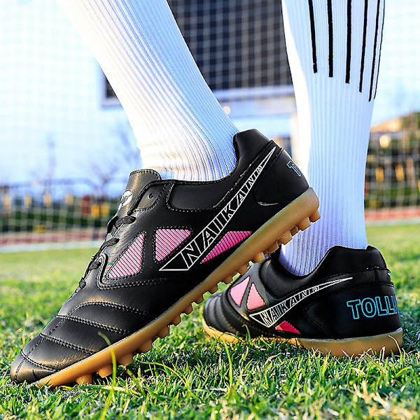 Fotbollsskor för män Halkfria fotbollsskor Klossar Gräs Fotbollssneakers 3C22028 Black 41