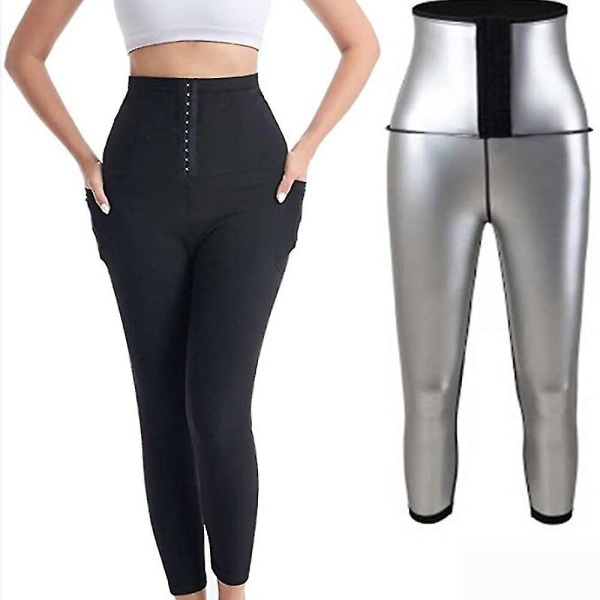 Svett Bastu Byxor Body Shaper Waist trainer Thermo Shapewear Korsett Hög midja Slimming Byxor Gym Leggings Träning Fitness Fajas,3 poäng XXL