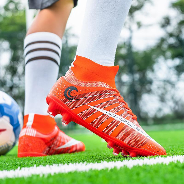Fotbollsskor för män Spikes Fotbollsskor för ungdomar Stövlar Athletic Sneaker 3C669 Orange 39