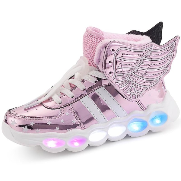 Sneakers för barn Pojkar Flickor Led Light Shoes Löparskor 1608 Pink 26