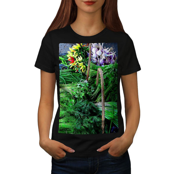 Grön Fresh Flower Food T-shirt för kvinnor XL