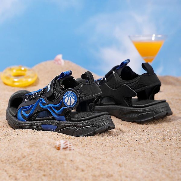 Strandtofflor för barn Modesandaler Halkfria inomhusskor utomhus 8808 BlackBlue 35