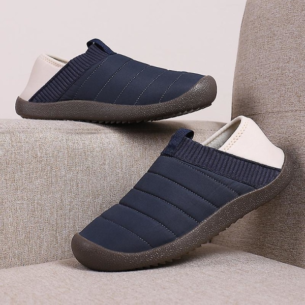 Herrtofflor Varma Vinterskor För Kvinnors Inomhushus Slip On Med Bomull Utomhus 2K6855 DarkBlue 43