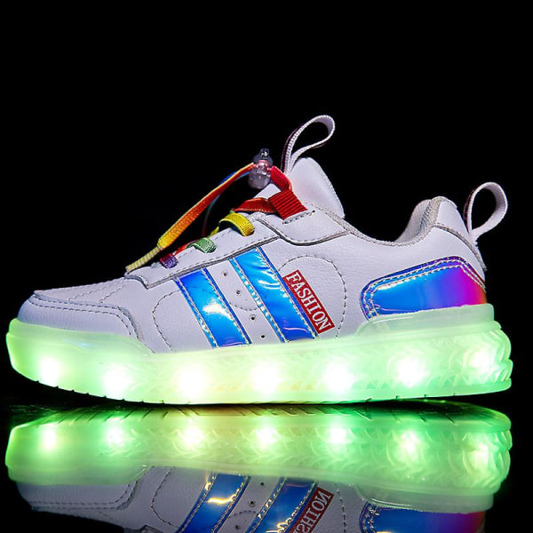 Barn Sneakers Andas Led Light Skor Sport Löparskor Outdoor Skor 2C2013 White 34