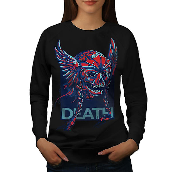 Death Face Evil Skull Kvinnor Blacksweatshirt | Wellcoda M