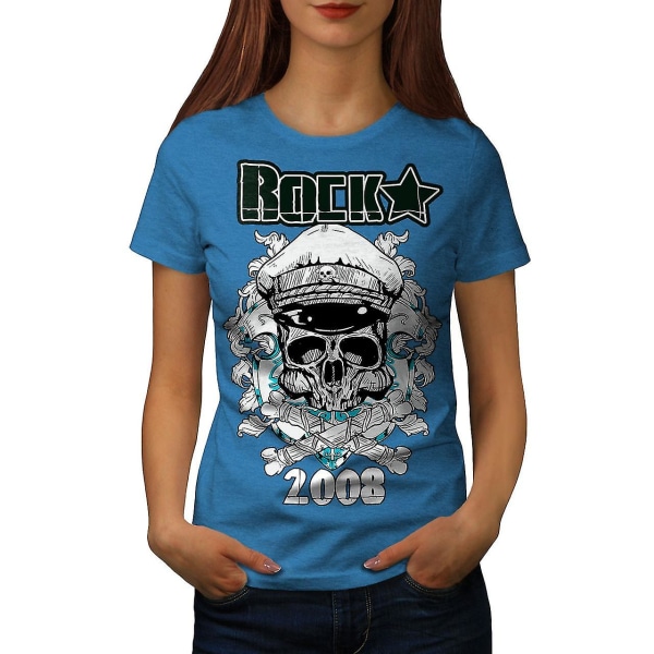 Rockmusik Death Skull Kvinnor Royal Bluet-shirt 3XL