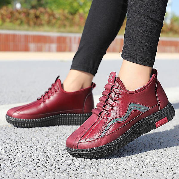 Dammode för äldre mode Casual Plus bomullsskor Vintersportskor 2L7712 Red 41