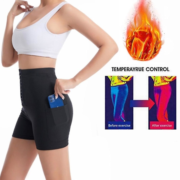 Svett Bastu Byxor Body Shaper Waist trainer Thermo Shapewear Korsett Hög midja Slimming Byxor Gym Leggings Träning Fitness Fajas, 5 poäng XXXL