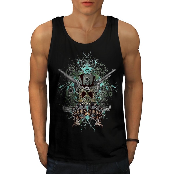 Skull Cool Gun Gangster Men Blacktank Top S