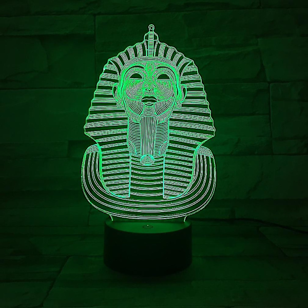 Egyptisk Man Farao 3d Led Nattljus Sovrum Bordslampa Färg ändras