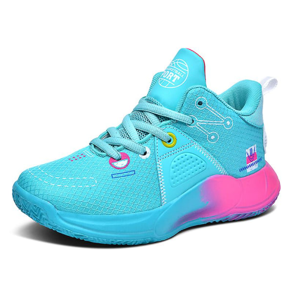 Barn Basketskor Mode Pojkar Flickor Sneakers Sportskor som andas 2La099 Cyan 34