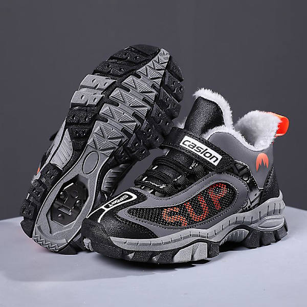 Pojkar Flickor Vandringsskor Andas Sneakers Halkfria vinterskor för barn 1205 Gray 40