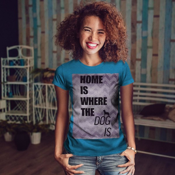 Home Is Where Dog Slogan Kvinnor Royal Bluet-shirt S