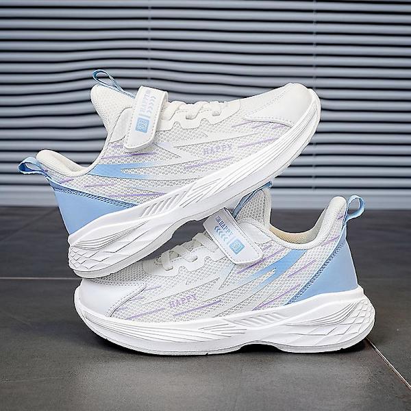 Sneakers för barn för pojkar, flickor, löpning tennisskor, lätt andas, sport, atletisk 3B2039 White 30