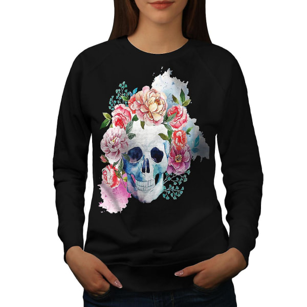 Flower Skull Women Blacksweatshirt XXL