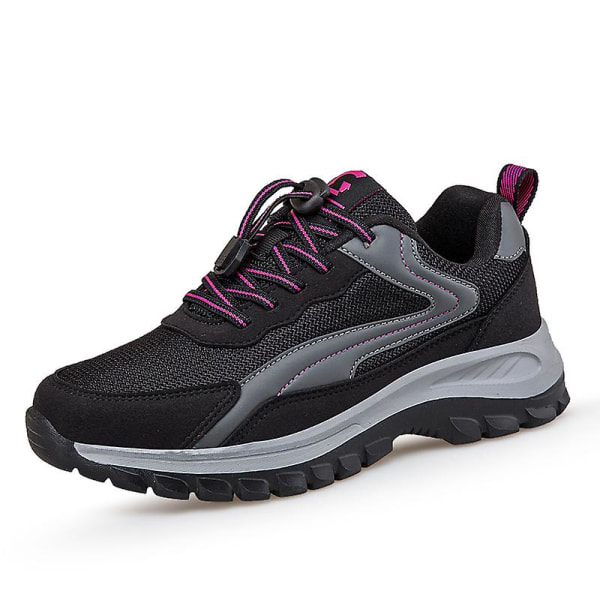 Män Dam Sneakers Andningsbara promenadskor Mode Sportskor Äldre skor Yj9109 BlackPurple 43