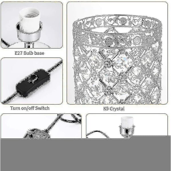 Lampor Kristall Sängbordslampa Modern Silver Sänglampsskärm E27