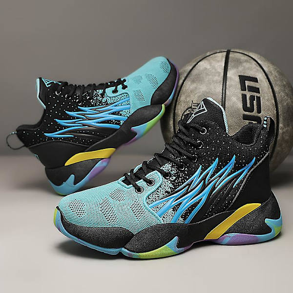Basketskor för män Mode Halkfria sneakers Andas sportskor W27 BlackBlue 41