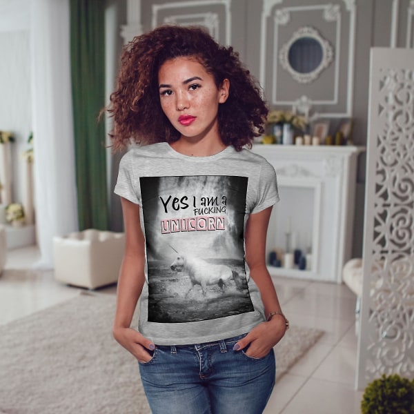 I Am Unicorn Sea Funy Women Greyt-shirt M
