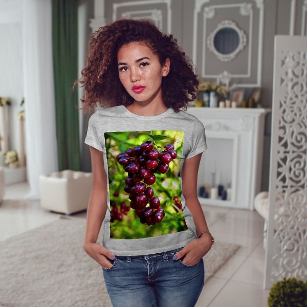 Red Grape Wine Fruit Women Greyt-shirt S