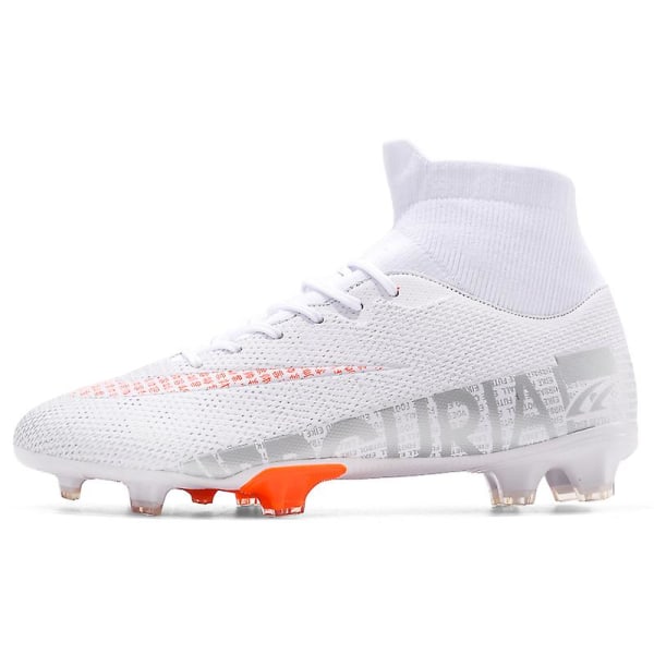Fotbollsskor för män Halkfria fotbollsskor för män, Gräs Fotbollssneakers 1313 White 45