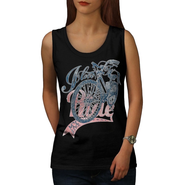 I Love To Ride Slogan Women Blacktank Top | Wellcoda M