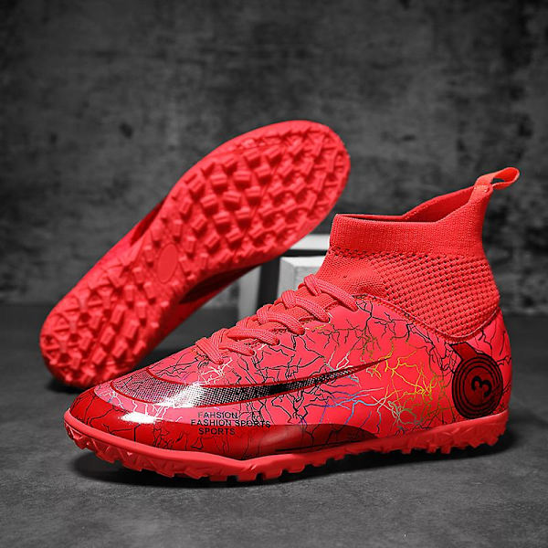 Fotbollsskor för män Spikes Fotbollsskor för ungdomar Stövlar Athletic Sneaker 3C300-1 Red 37